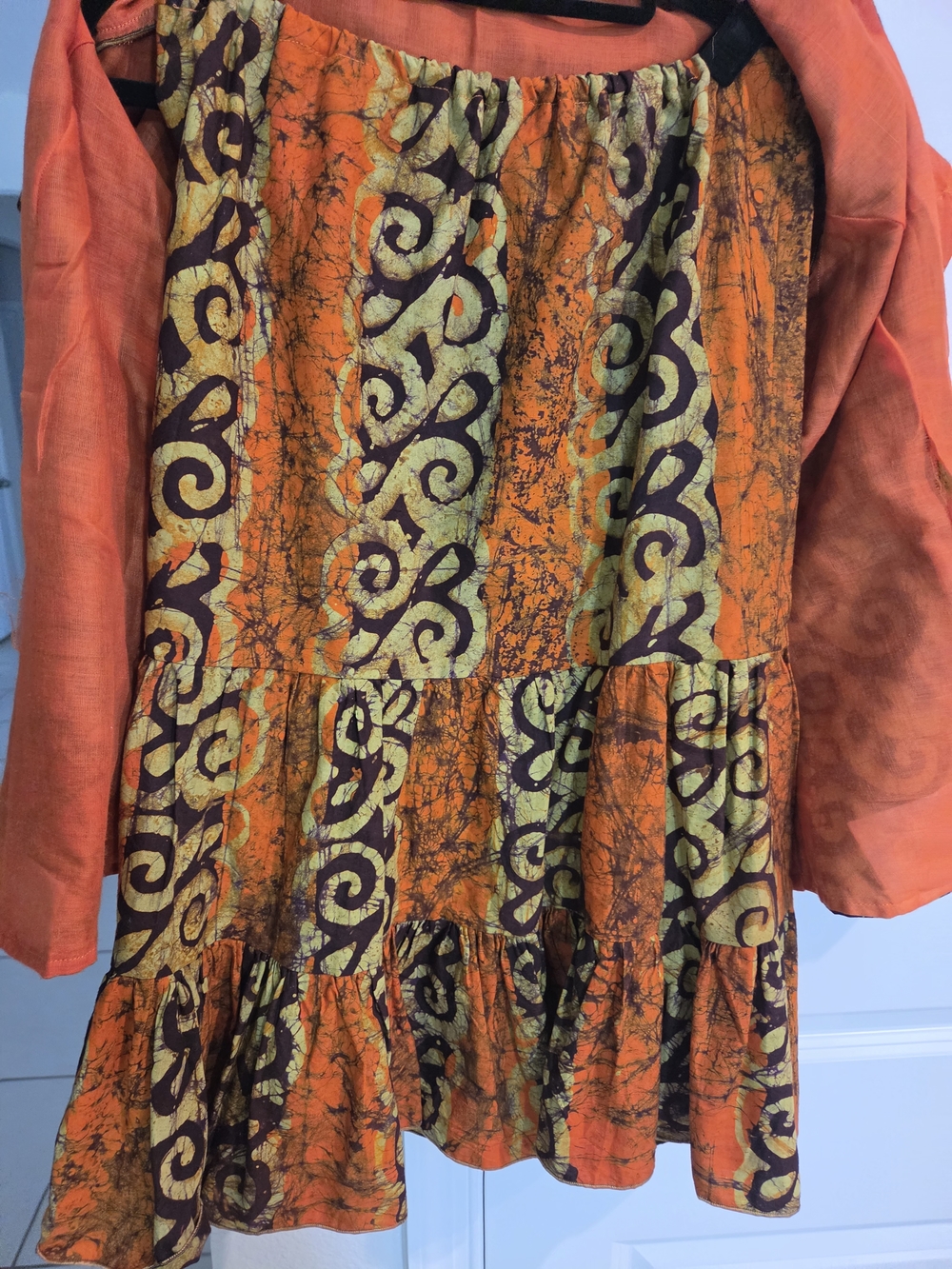 Orange & Green Printed Ruffle-Front Women’s Skirt Set - Picture 9 of 14